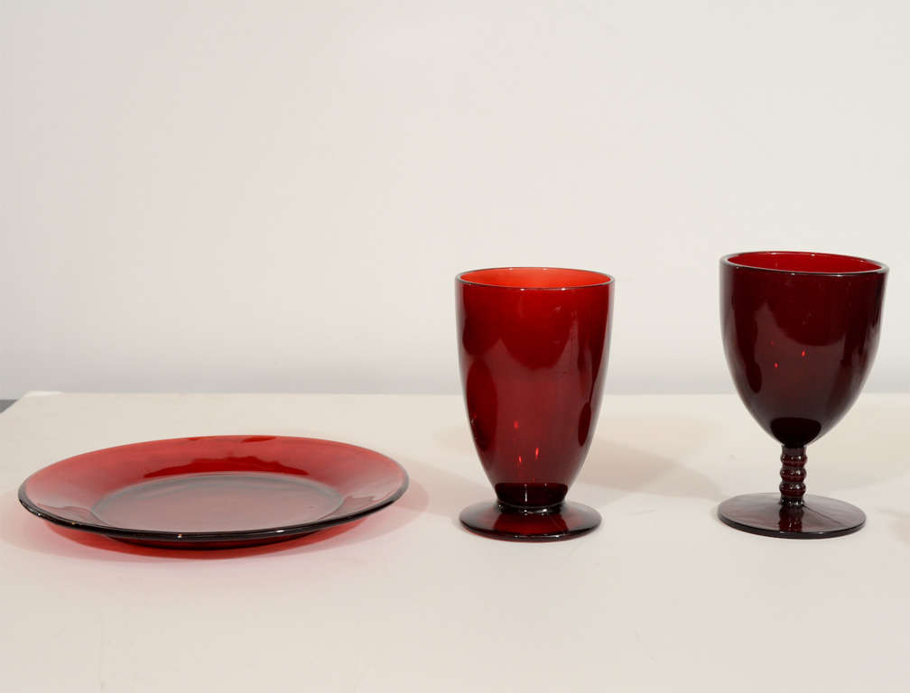 Art Deco Ruby Red Glassware Set 2