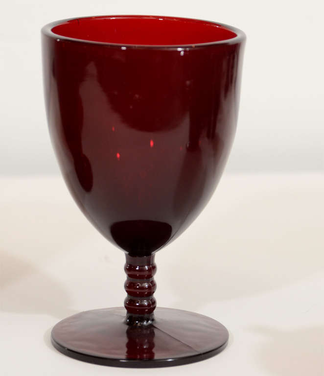 Art Deco Ruby Red Glassware Set 3