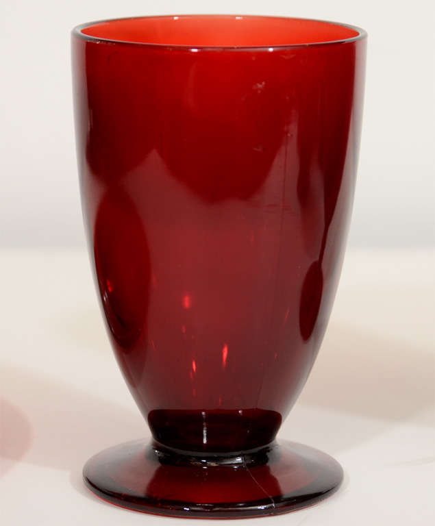 Art Deco Ruby Red Glassware Set 4