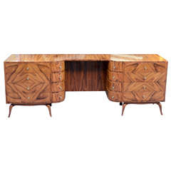 Rare and Extensive Modern Dressing Table/Vanity in Zebra Wood