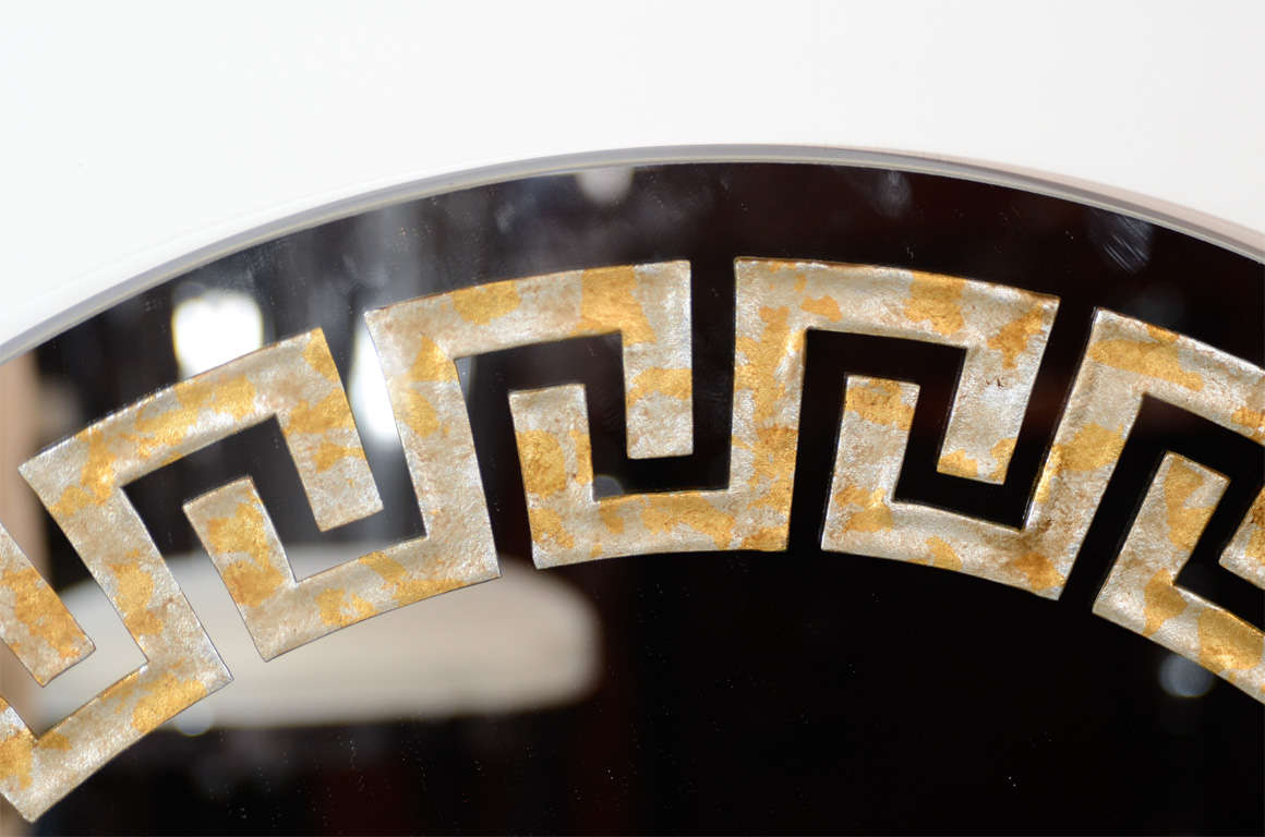 round greek key mirror