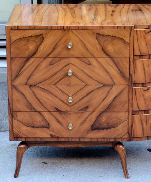 Rare and Extensive Modern Dressing Table/Vanity in Zebra Wood at