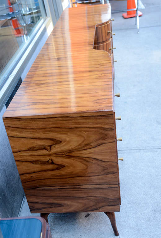 Rare and Extensive Modern Dressing Table/Vanity in Zebra Wood at