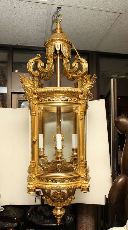 A palatial  French 19 century  Louis XVI  style gilt bronze  lantern