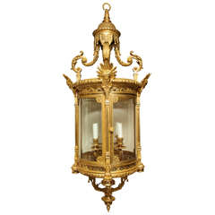 A palatial  French 19 century  Louis XVI  style gilt bronze  lantern