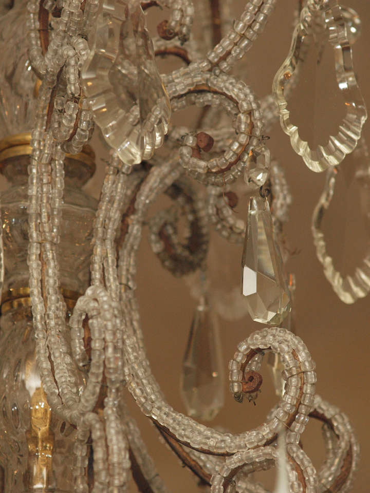 Italian Six-Light Crystal Chandeller In Excellent Condition For Sale In New Orleans, LA