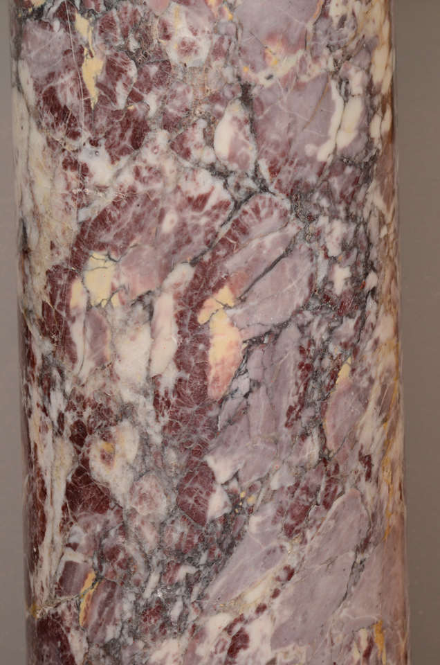 Carved 18th Century Breccia Marble Column Pedestal For Sale