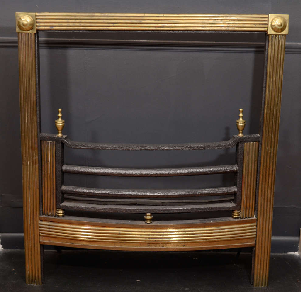 Mid19th Century Brass Reeded Fire Grate For Sale at 1stDibs