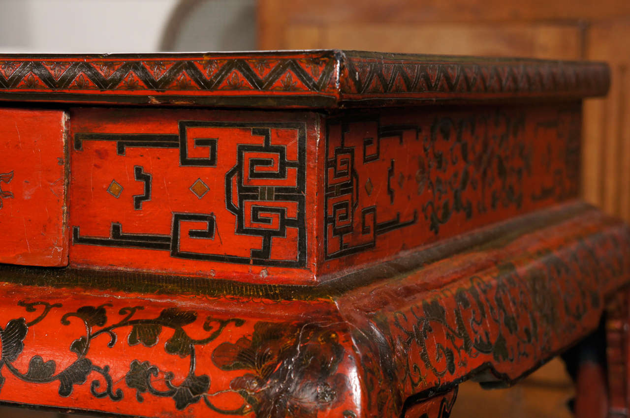 Chinese Red Lacquer Console Table For Sale 1