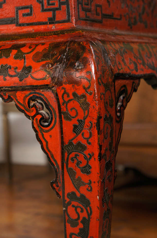 Chinese Red Lacquer Console Table For Sale 2