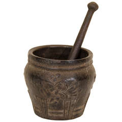 19th Century Cast Iron Mortar and Pestle