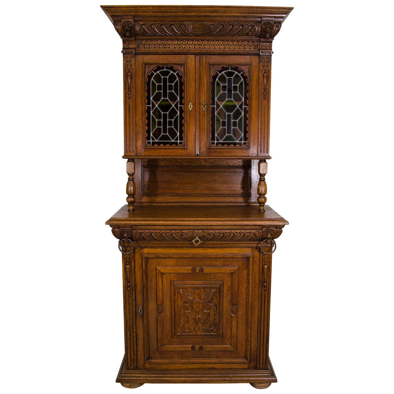 Louis XIV Style Oak Buffet a Deux Corps For Sale