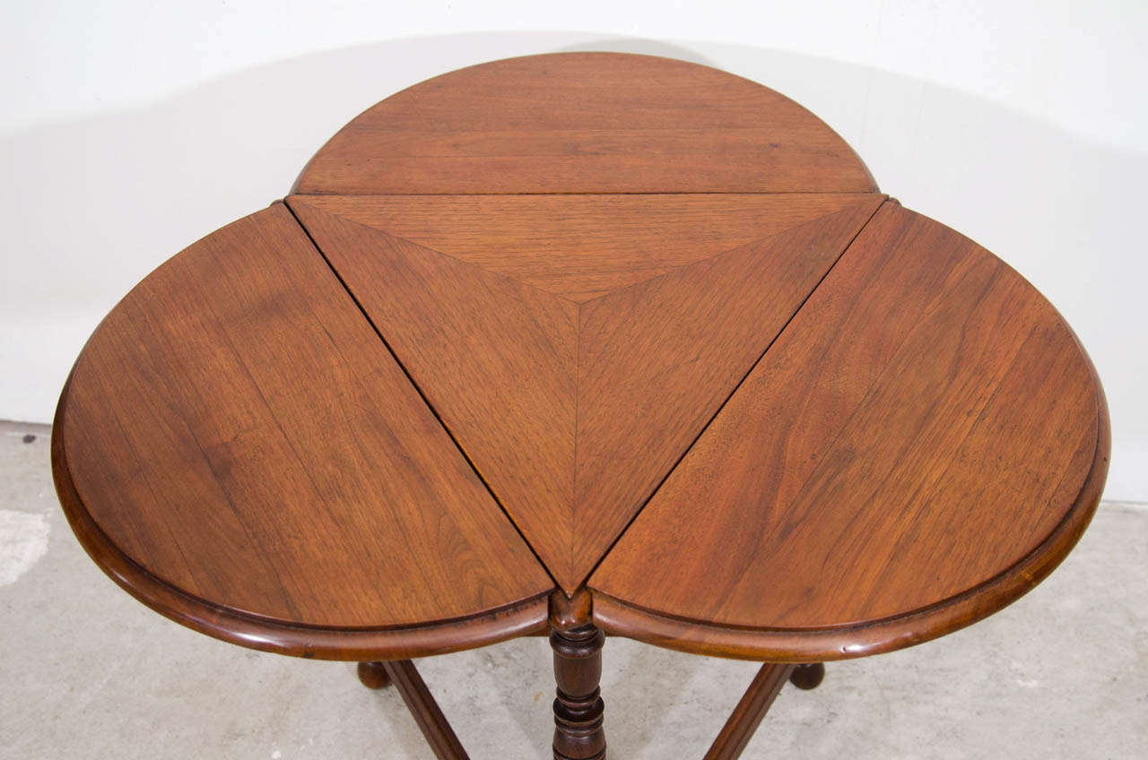 Antique English Walnut Folding Top Cricket Table For Sale 1