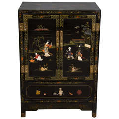 Japanese Black Lacquer Side Cabinet