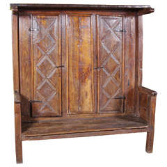 Antique 17th Century Oak Spanish Bench Cabinet
