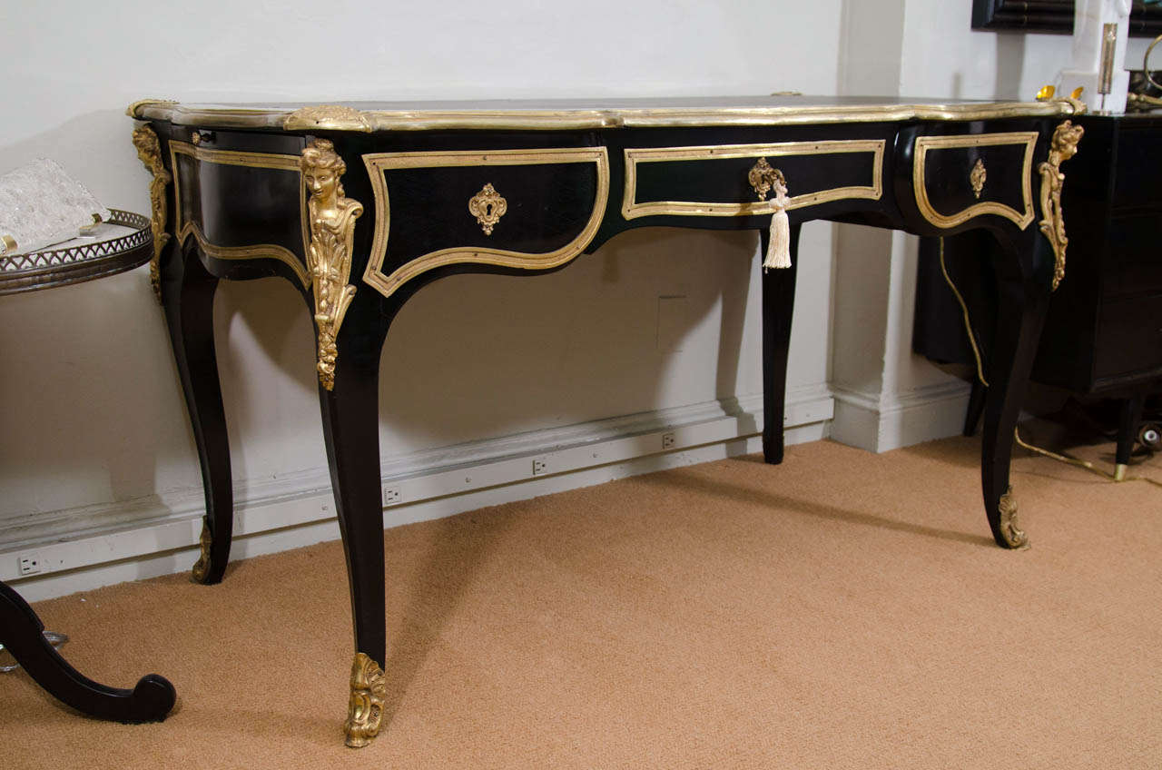 Louis XV Gilt and Lacquer Grand Bureau-Plat