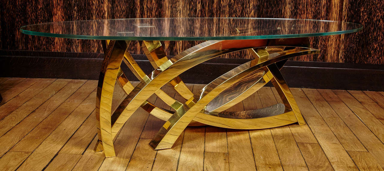 Impressive Brass Coffee Table by Claude Mercier, Sculptor/Designer, 1970s For Sale 1
