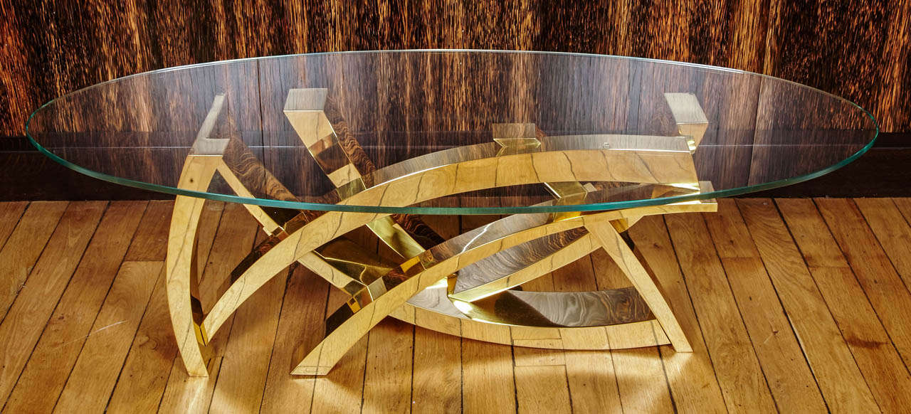Impressive Brass Coffee Table by Claude Mercier, Sculptor/Designer, 1970s For Sale 2