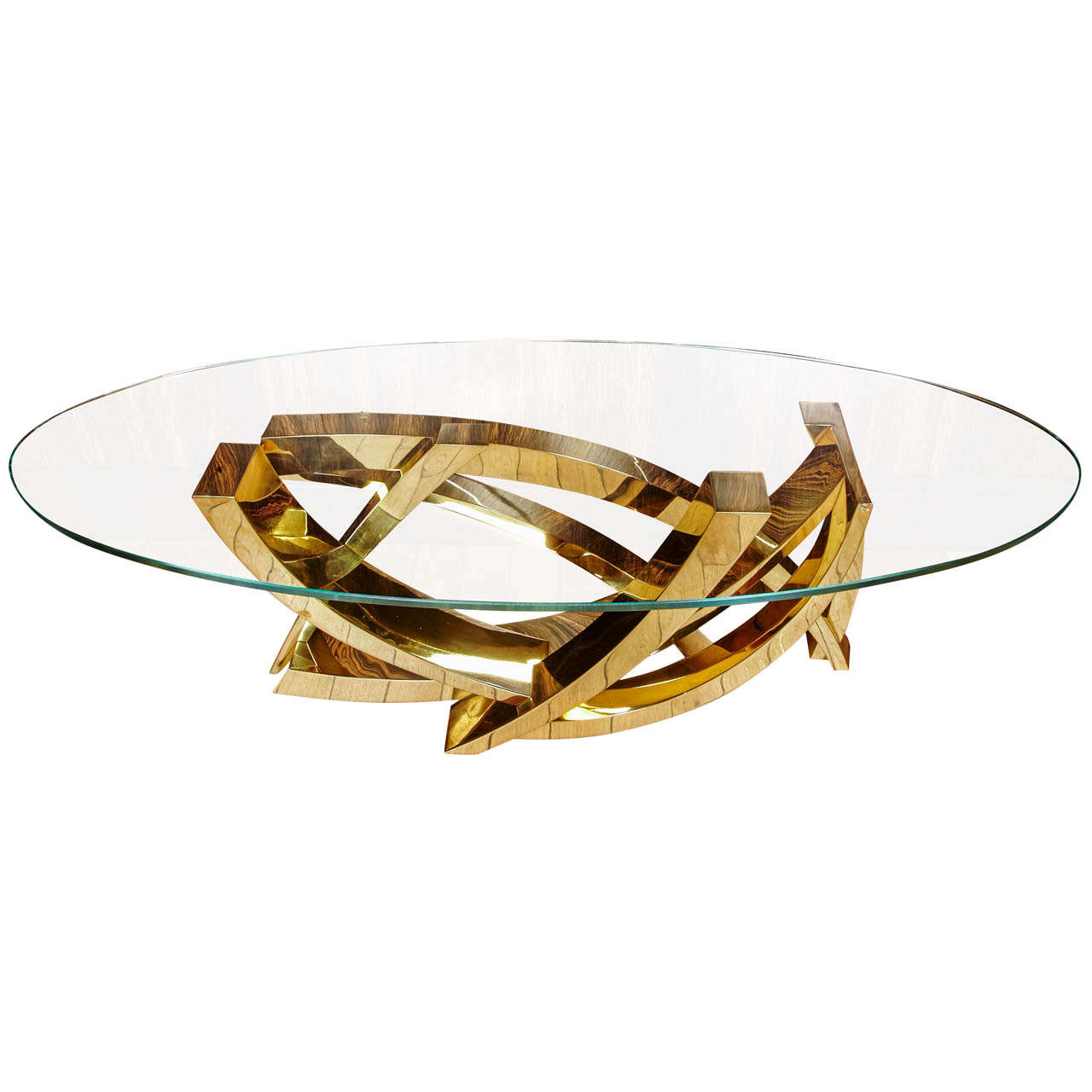 Impressive Brass Coffee Table by Claude Mercier, Sculptor/Designer, 1970s For Sale