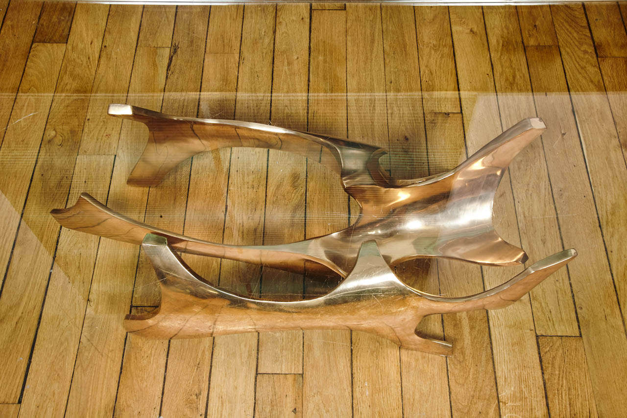 Coffee Table by Fred Brouard, circa 1970, Bronze In Good Condition For Sale In Paris, FR