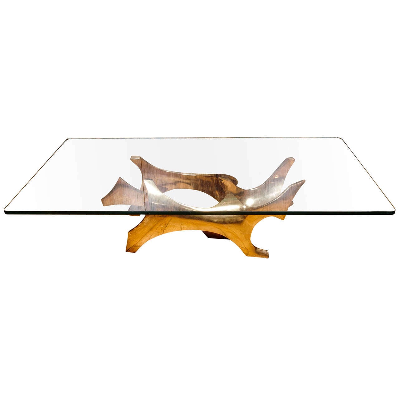 Coffee Table by Fred Brouard, circa 1970, Bronze For Sale