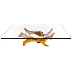 Coffee Table by Fred Brouard, circa 1970, Bronze 6