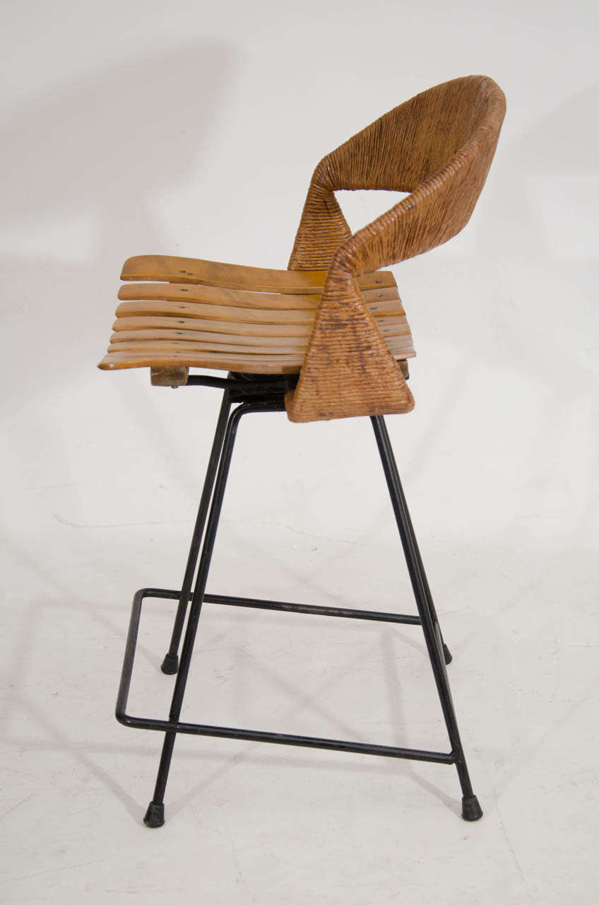 Set of Three Counter Height Bar Stools by Arthur Umanoff at 1stDibs