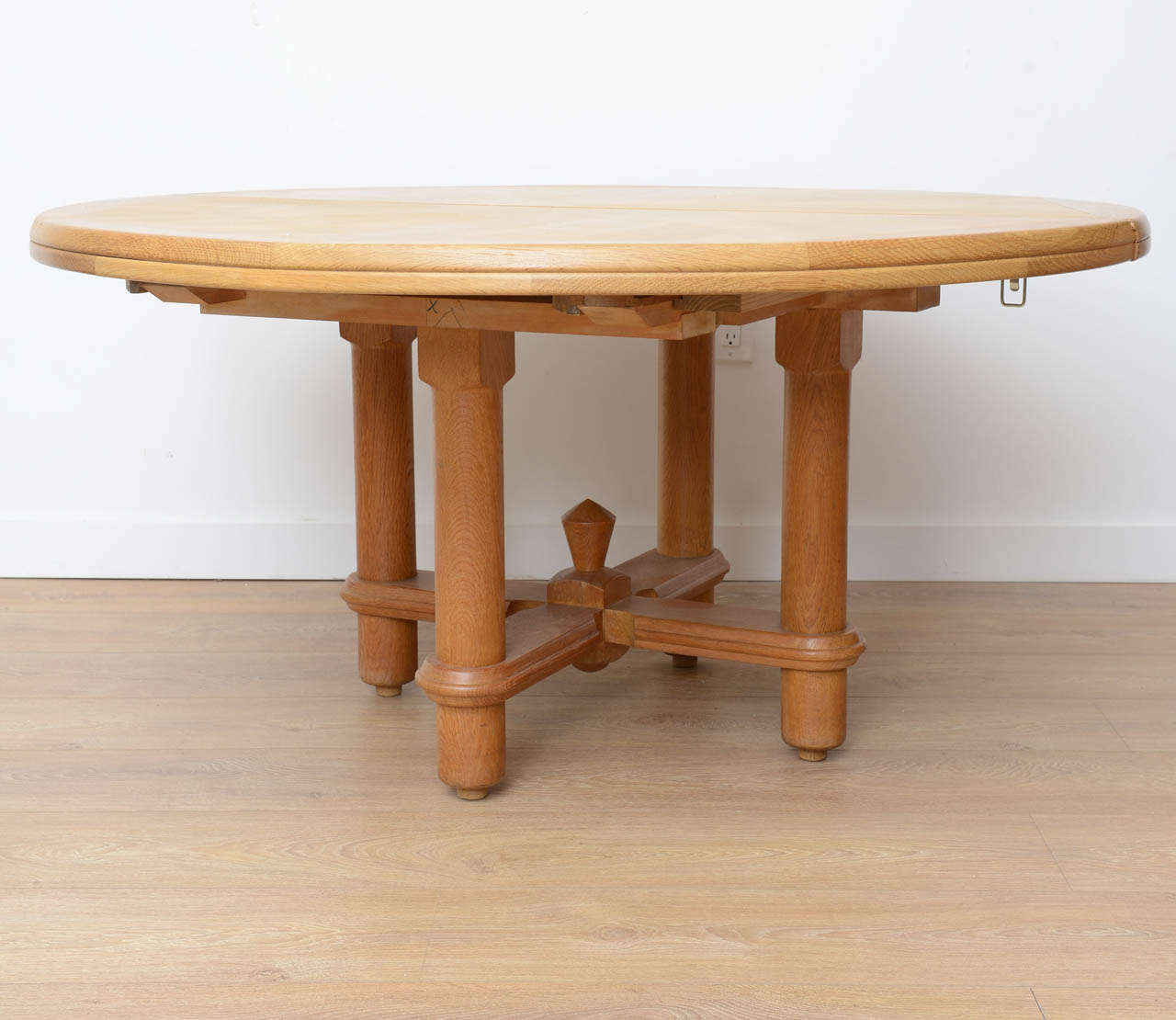 Mid-Century Modern Oak Expanding Dining Table by Guillerme and Chambron