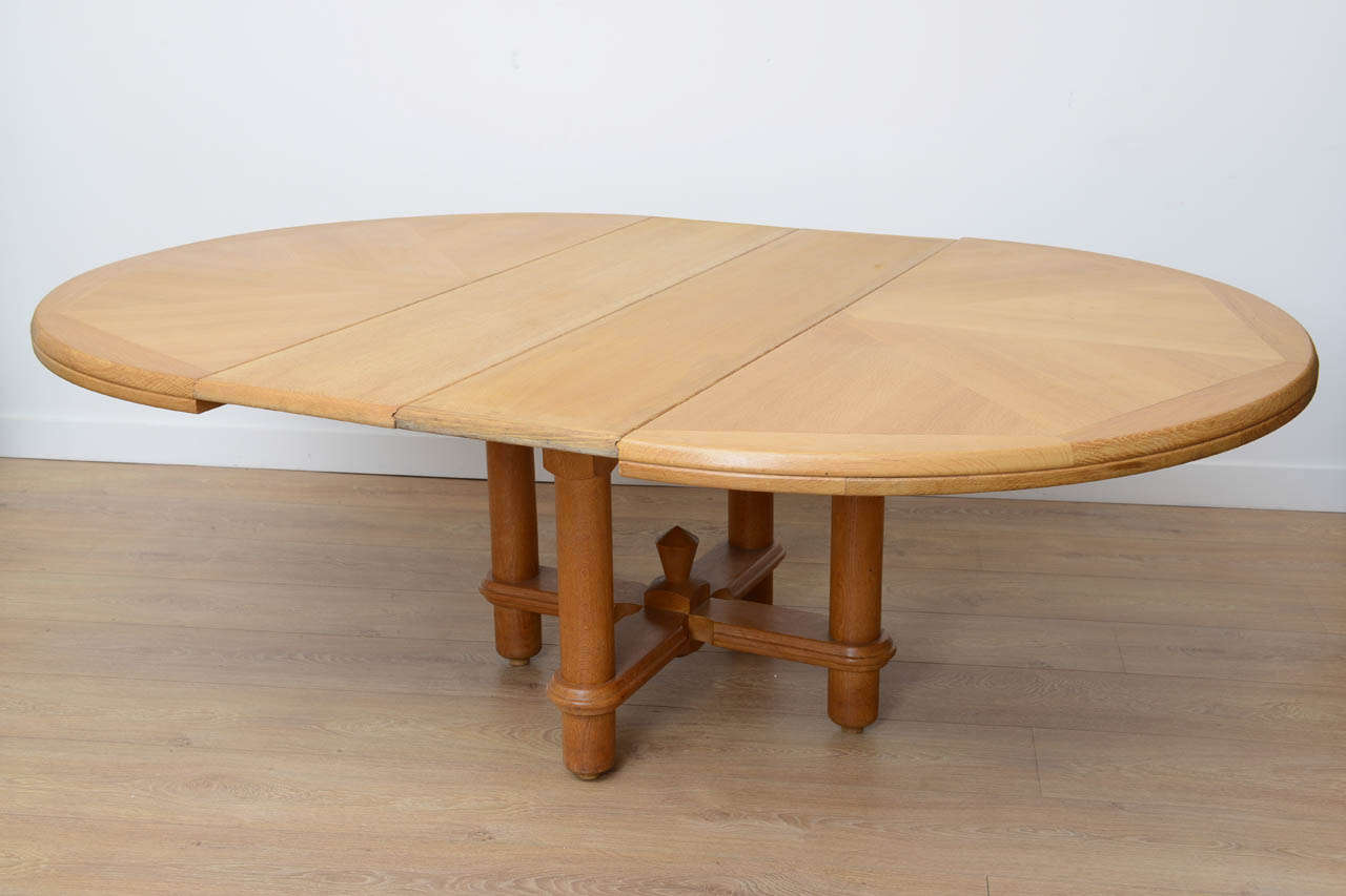 Oak Expanding Dining Table by Guillerme and Chambron 4
