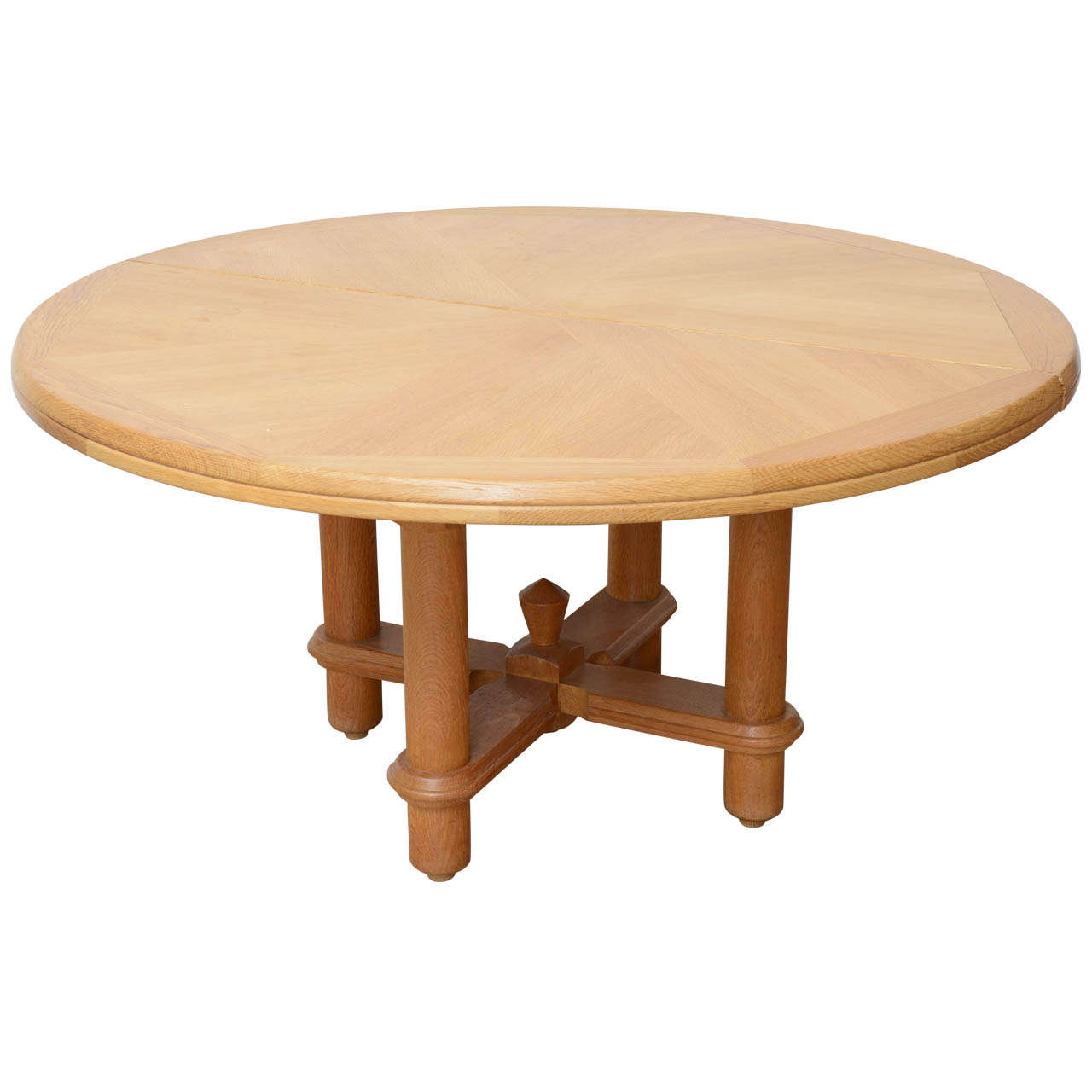 Oak Expanding Dining Table by Guillerme and Chambron