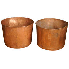 Vintage Pair of Large Copper Pots