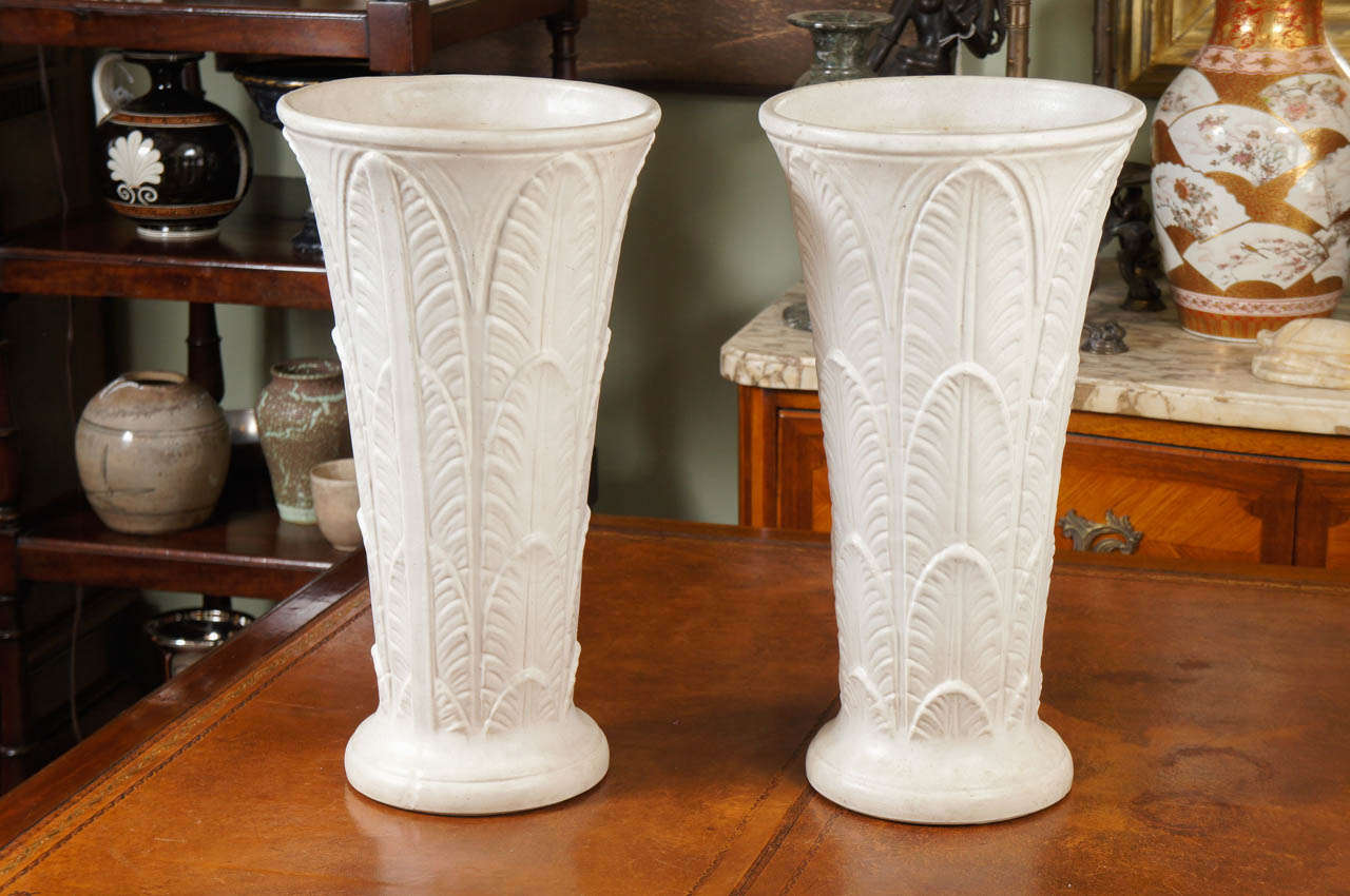 Pair of tall pottery vases