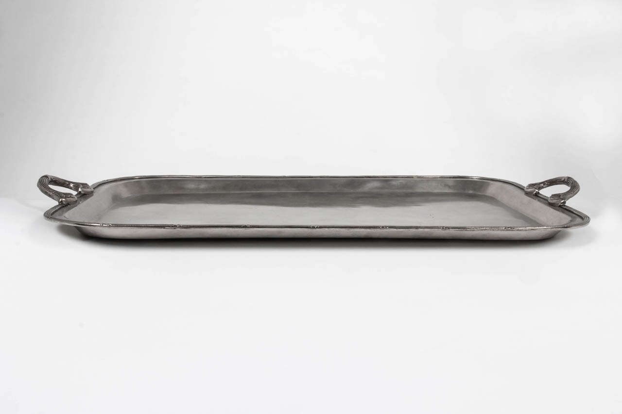 Plated Silver Tray with Handles For Sale 2