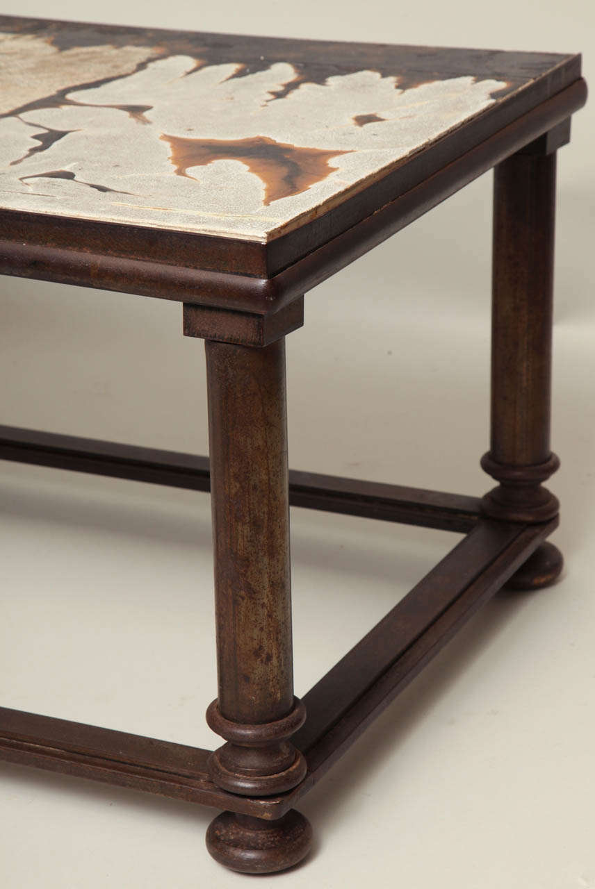 Mid-20th Century Midcentury Ceramic and Bronzed Iron Coffee Table