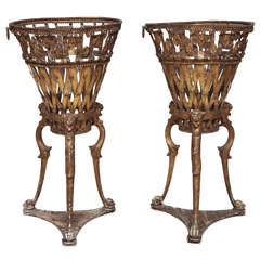 Unusual Pair of Early 19th Century Tole and Wood Jardinieres 10