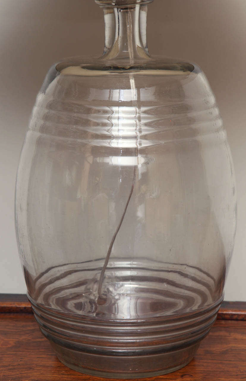 English Glass Spirit Barrel, as Lamp