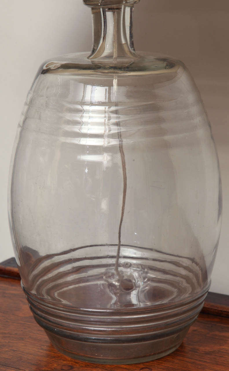 Glass Spirit Barrel, as Lamp In Good Condition In Greenwich, CT