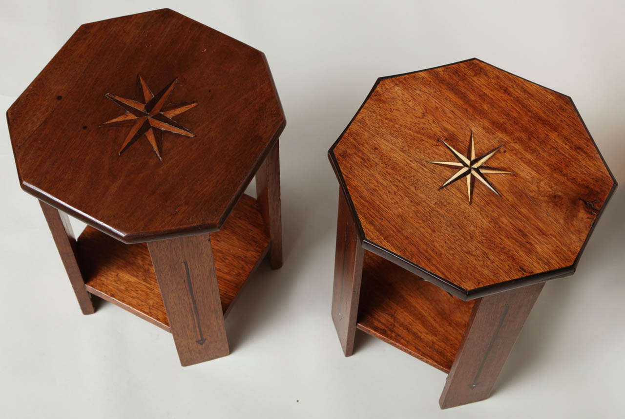 Art Deco Near Pair of Inlaid Indian Octagonal Tables