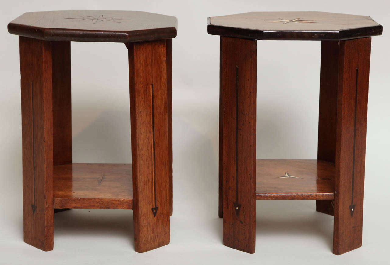 Near Pair of Inlaid Indian Octagonal Tables 2