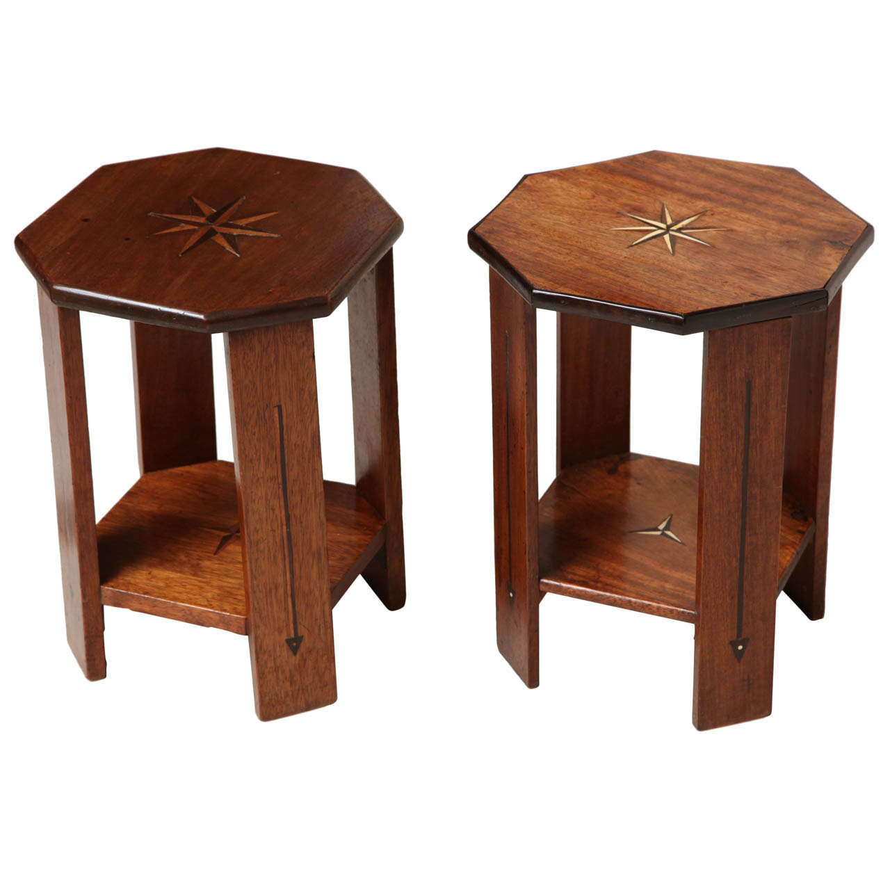 Near Pair of Inlaid Indian Octagonal Tables