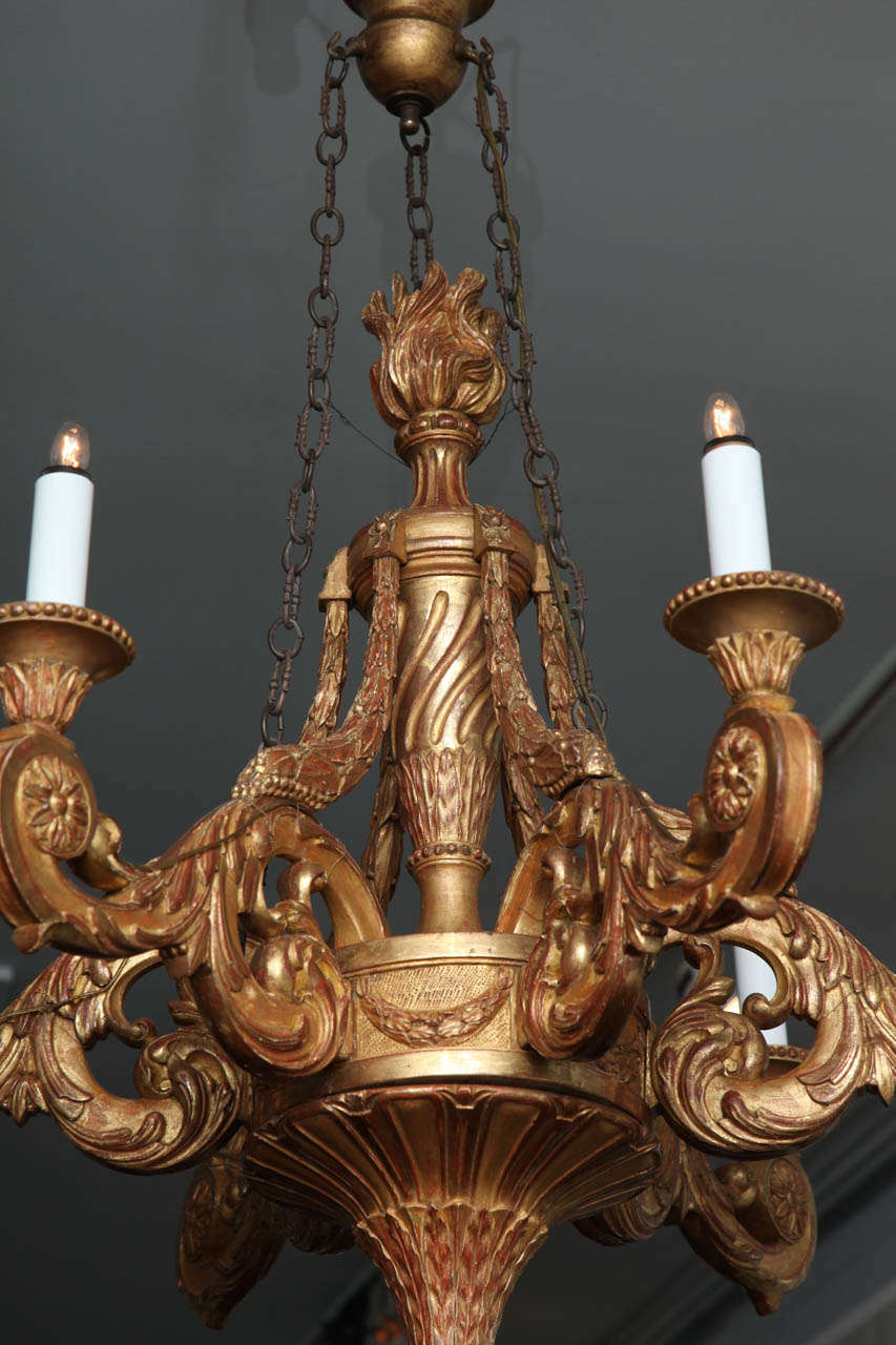 19th Century Giltwood Neoclassical Chandelier 1