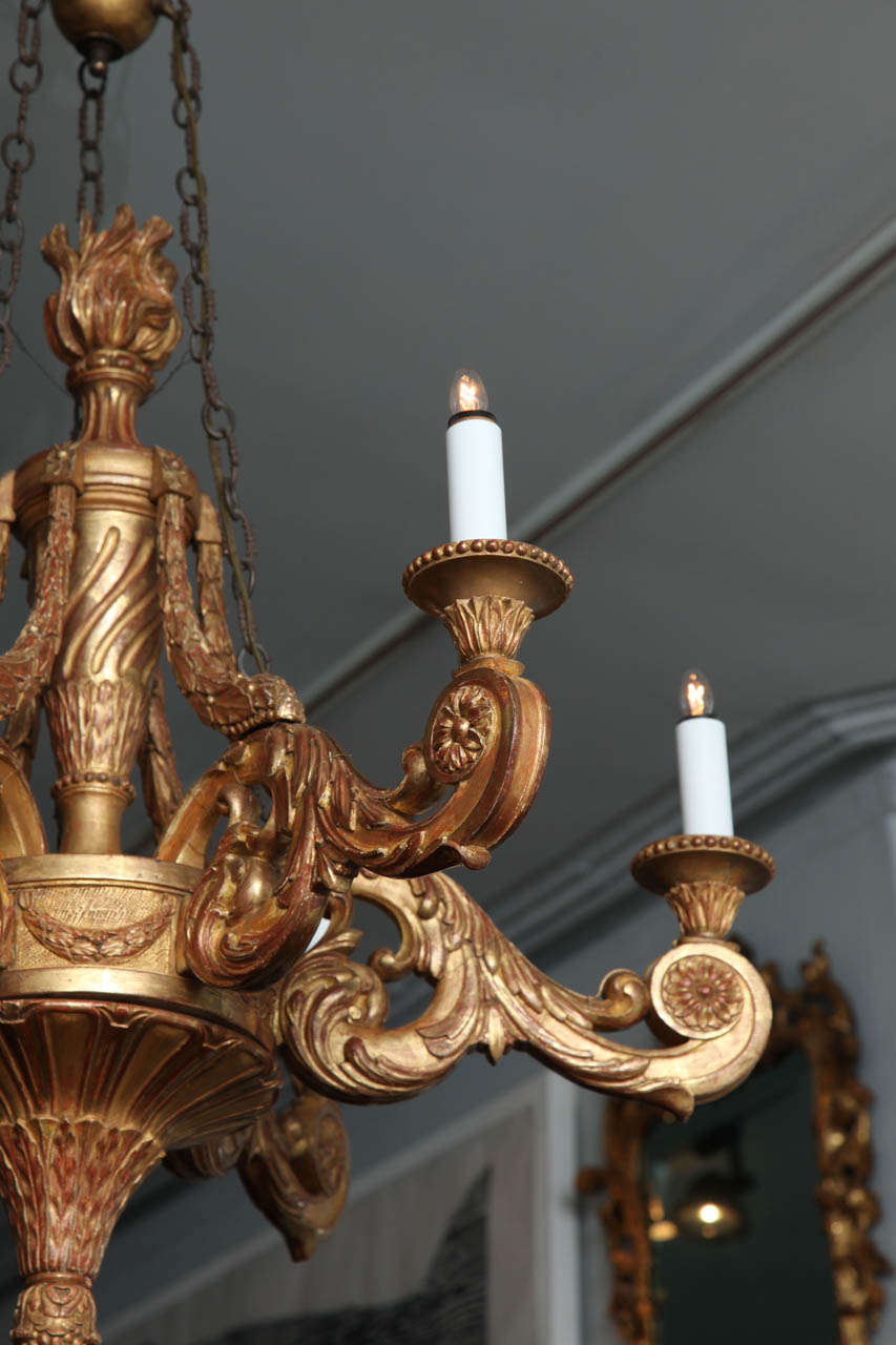 19th Century Giltwood Neoclassical Chandelier 3