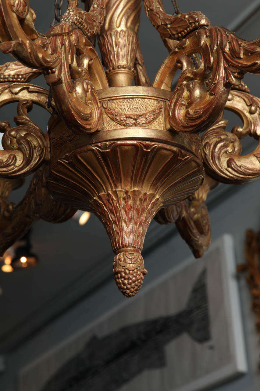 19th Century Giltwood Neoclassical Chandelier 4
