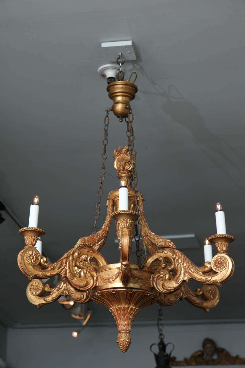 19th Century Giltwood Neoclassical Chandelier 5
