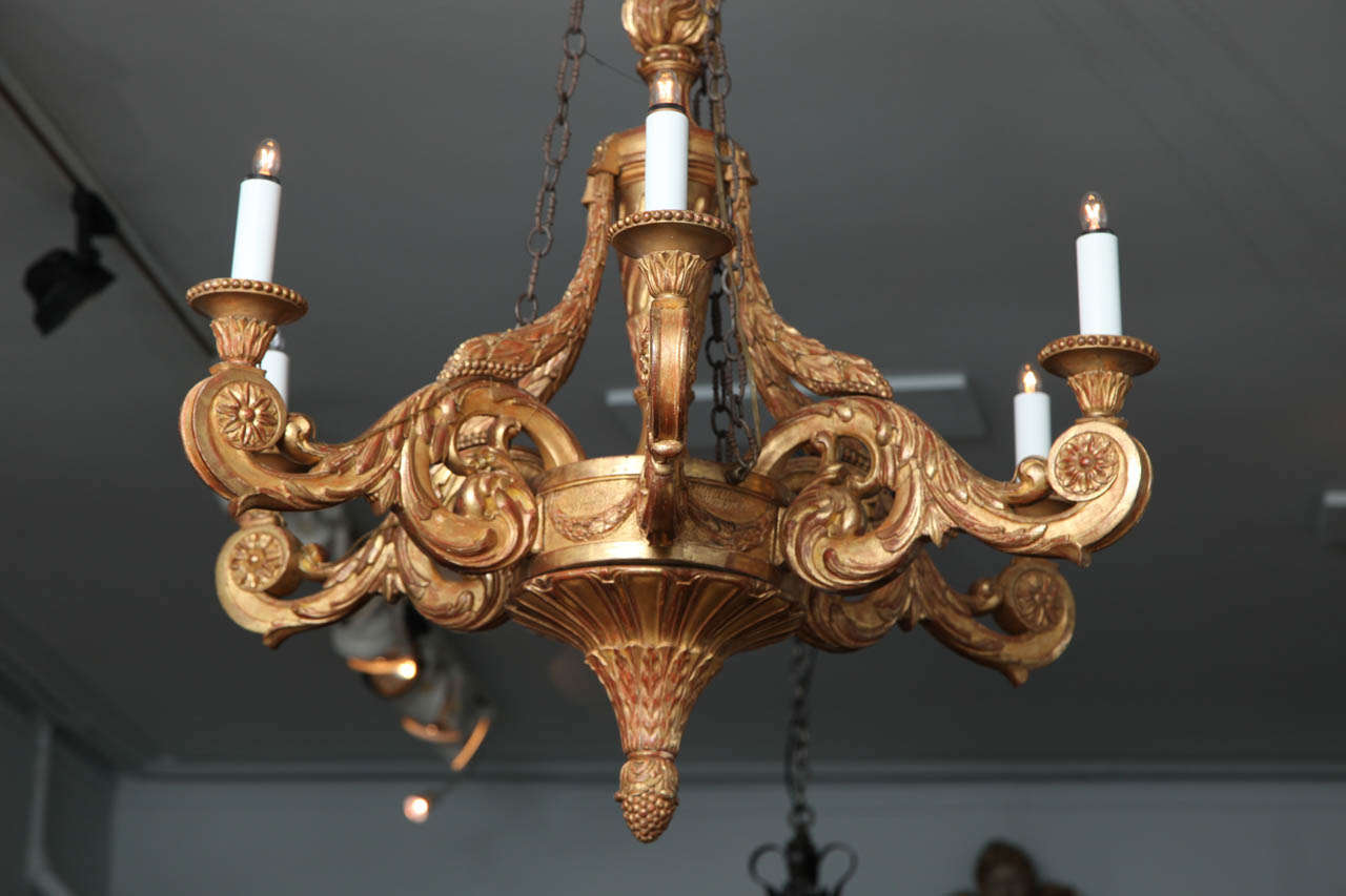 19th Century Giltwood Neoclassical Chandelier 6