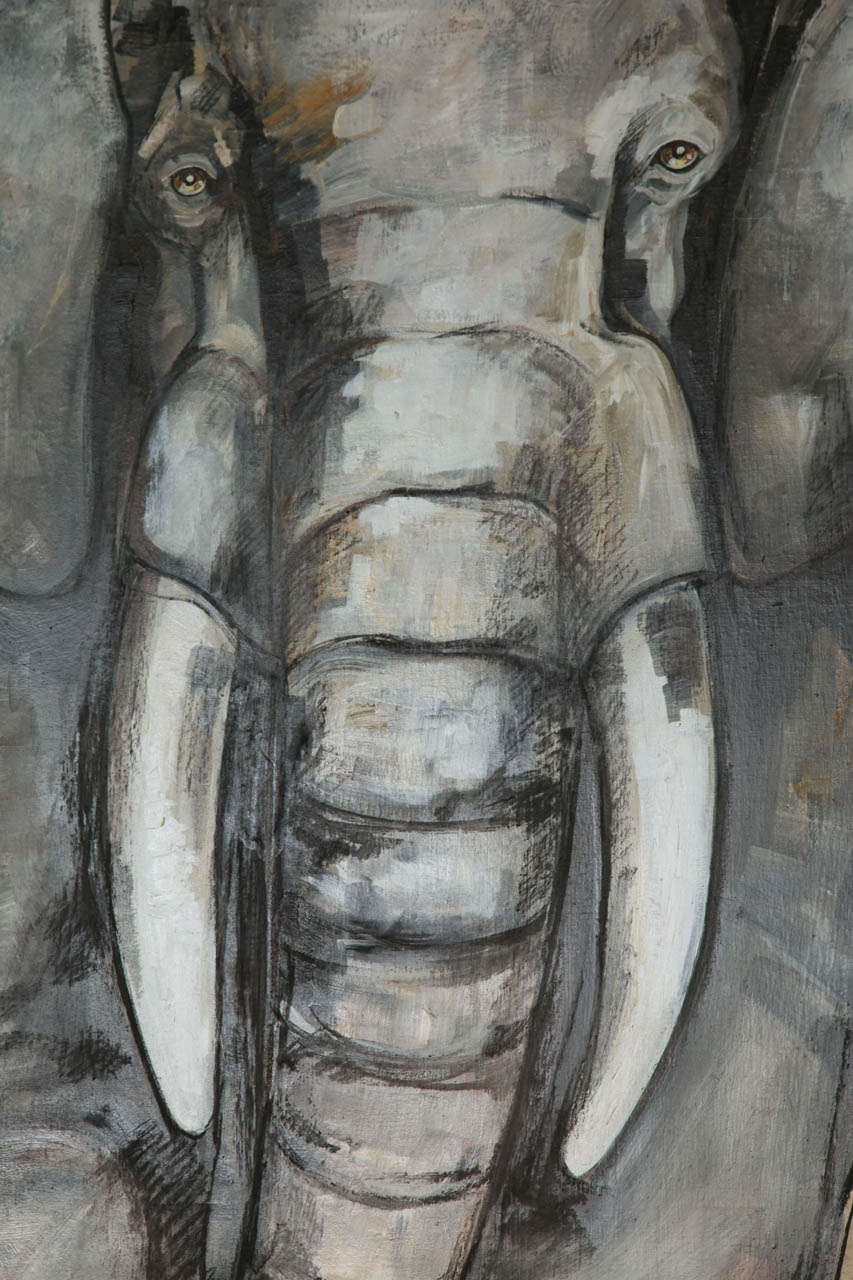 Striking Painting of Charging Elephant 3