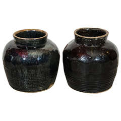Large Antique Ceramic Food Jars