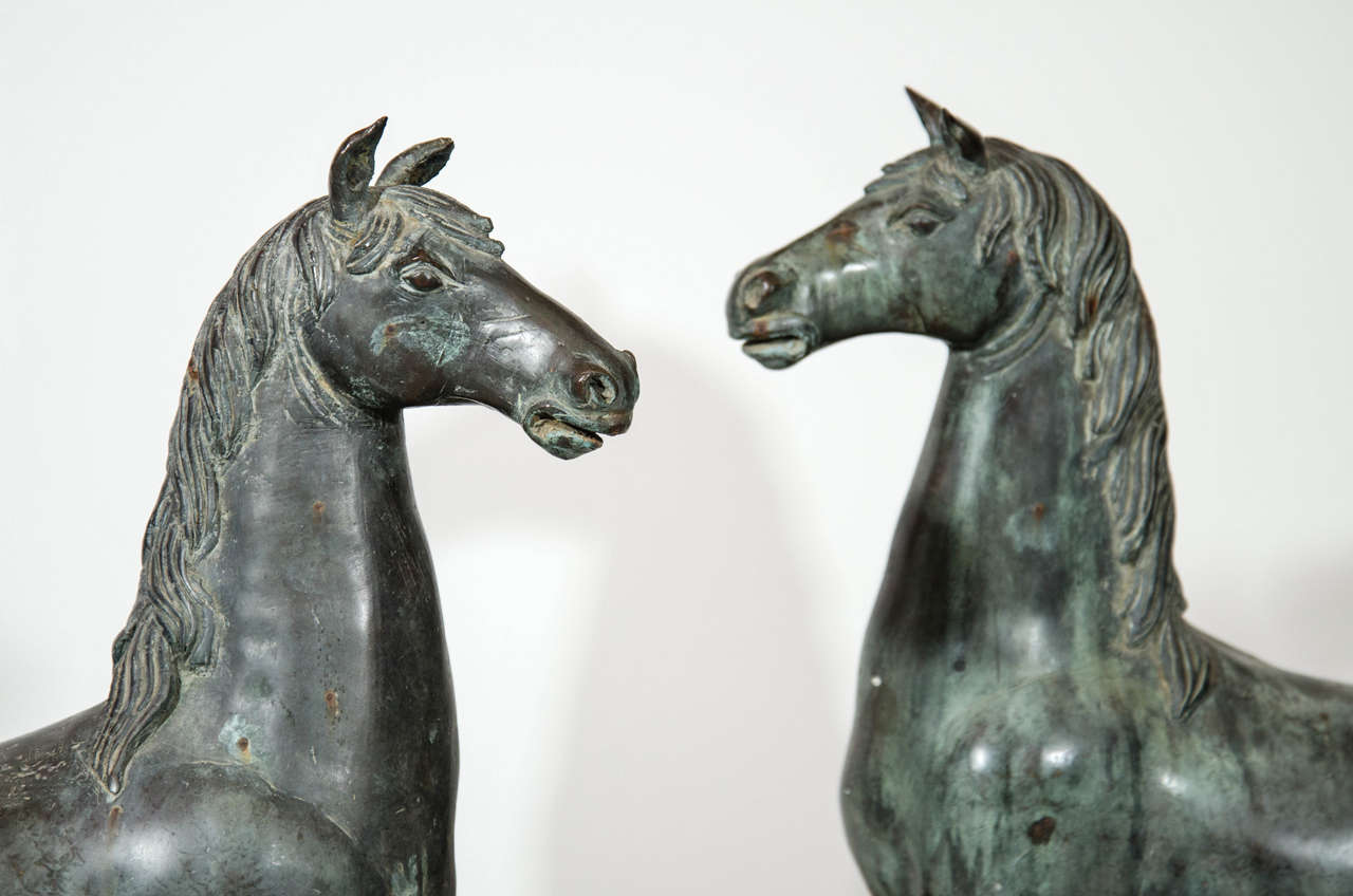 Pair of Antique Bronze Horse Sculptures For Sale at 1stDibs antique
