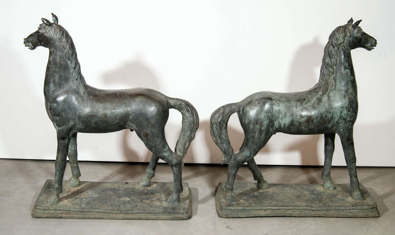 Pair of Antique Bronze Horse Sculptures For Sale at 1stDibs antique