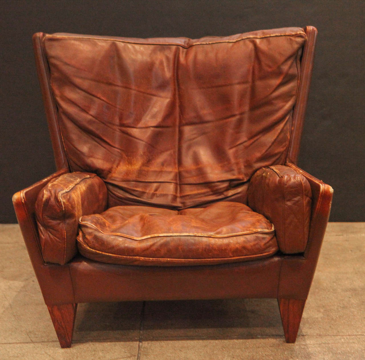 Leather Pair of Illum Wikkelsø Easy Chairs, Denmark, 1960